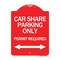 Signmission Car Share Parking Permit Required W/ Bidirectional Arrow Heavy-Gauge Alum, 18" x 24", RW-1824-24288 A-DES-RW-1824-24288 - alternate 1